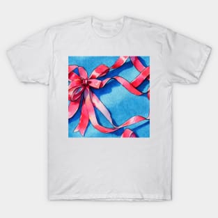 Watercolor red bow red ribbon T-Shirt